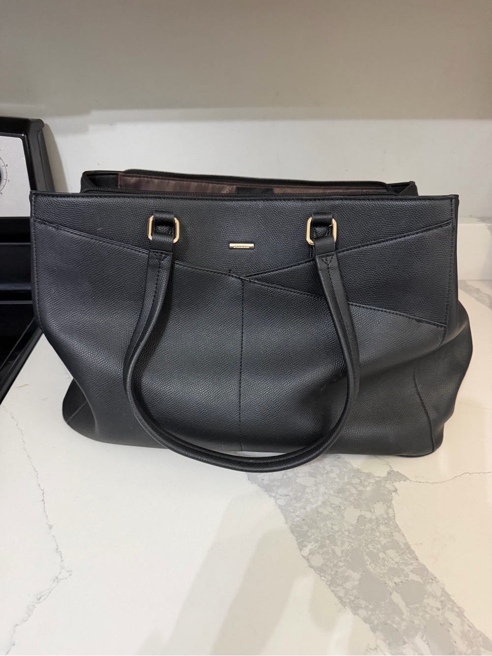 Lovevook Black Leather Tote Bag